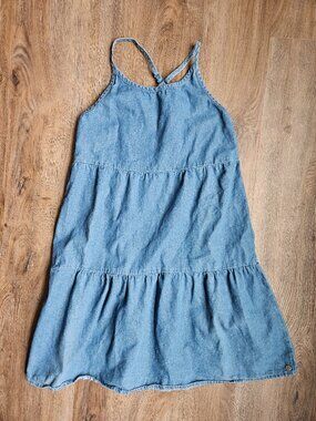 Roxy Girl denim boho western relax fit dress women's XS/girls 14XL 100% cotton